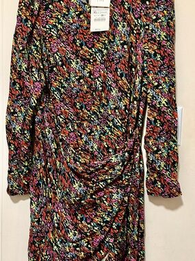 Zara Long Sleeve Multicolor Floral Print Dress
